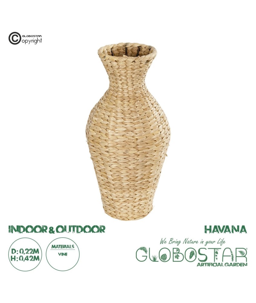 GloboStar® Artificial Garden HAVANA 21223 Διακοσμητικό Πλεκτό Καλάθι Κασπώ Γλάστρα Μπεζ Π22 x M22 x Υ42cm